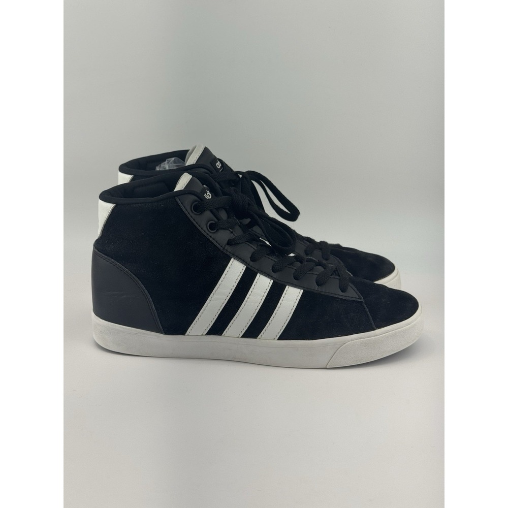 Adidas Cloudfoam Daily QT High Black White Womens Suede Shoes B74245 Size 8.5